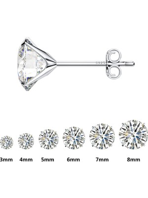 Erer Gümüş Gümüş Pimli Tek Taş Bayan Küpe LR01F