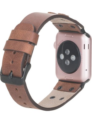 Bouletta Apple Watch Uyumlu Deri Kordon Cross 42-44-45MM Bt TN02 Kahve