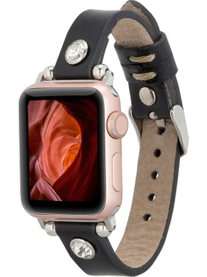 Bouletta Apple Watch Uyumlu Deri Kordon Visby 38-40-41MM Ferro Rst1 Siyah
