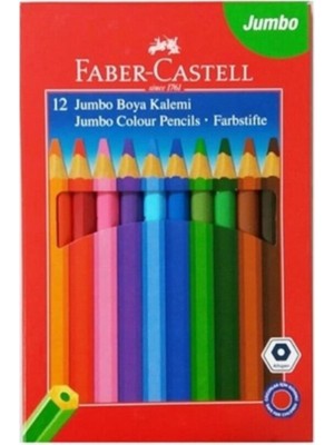 Faber-Castell 12 Renk Jumbo Boya Kalemi Parlak Renkler Jumbo Kalem Seti Kolay Açılan