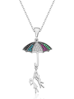 Inure Jewelry ​gümüş Şemsiye Tutan Aşıklar Kadın Kolye