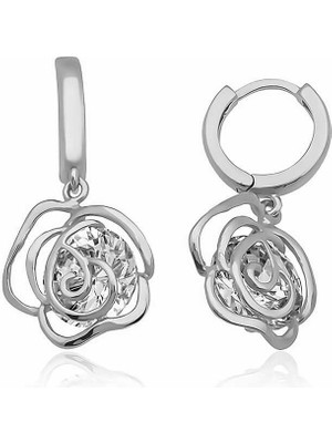 Inure Jewelry Gümüş Sallantılı Gül Kadın Küpe