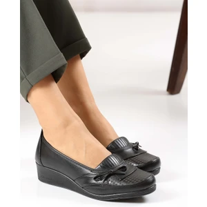 Kaof Shoes Kadın Siyah Babet Ayakkabı Anne Ayakkabı Günlük Ayakkabı Klasik Ayakkabı Casual Ayzen