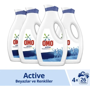 Sıvı Çamaşır Deterjanı Active Beyazlar ve Renkliler İçin 4 x 1,69 lt