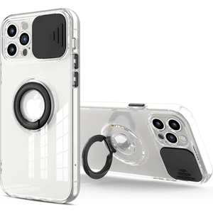 iPhone 11 Pro 5.8inç Kılıf Sürgülü Kamera Lens Korumalı Yüzük Standlı Silikon Kılıf