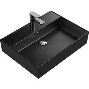 Aqua Bagno "plan" Tezgah Üstü Kare Çanak Lavabo ,60 x 45 Cm.,mat Siyah