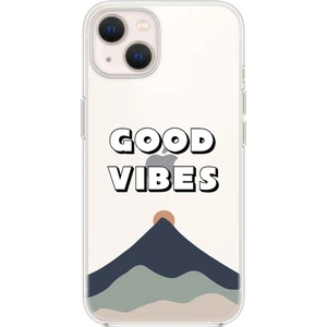 iPhone 14 Plus Uyumlu Good Vibes Desenli Şeffaf Silikonlu Telefon Kılıfı