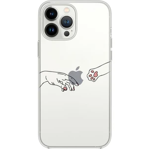 iPhone 14 Pro Max Uyumlu Hand And Paw Desenli Şeffaf Silikonlu Telefon Kılıfı