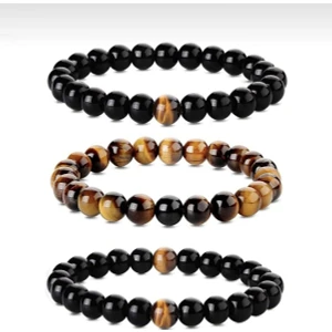 Bade Accessories 3’lü Karışık Kaplan Gözü Oniks Kombin Bileklik