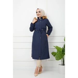 Vibeys Collection Lacivert Içi Kürklü ve Su Geçirmez Kadın Kışlık Mont & Kaban