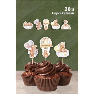 Neşeli Günlerim Ayıcık Temalı Cupcake Süsü 20'li