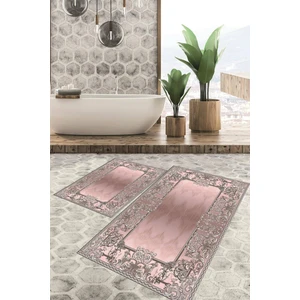 Viyana Home Dijital Baskılı Kaymaz Tabanlı Yıkanabilir 2'li Set Banya Halısı Klozet Takımı Paspas Vhkz-Hk-83