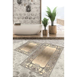Viyana Home Dijital Baskılı Kaymaz Tabanlı Yıkanabilir 2'li Set Banya Halısı Klozet Takımı Paspas Vhkz-Hk-81