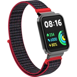 Case 4U Xiaomi Redmi Watch 2 Lite Hasır Kordon Kayış KRD-61 NO3 Siyah - Kırmızı