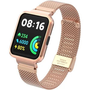 Case 4U Xiaomi Redmi Watch 2 Lite Metal Örgü Tasarım Milano Loop Kordon KRD-66 Rose Gold