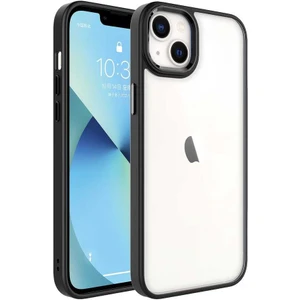 Case 4U Apple iPhone 14 Kılıf Renkli Kenar Metal Kamera Çerçeveli Krom Arka Kapak Siyah