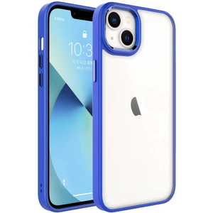 Case 4U Apple iPhone 14 Plus Kılıf Renkli Kenar Metal Kamera Çerçeveli Krom Arka Kapak Lacivert