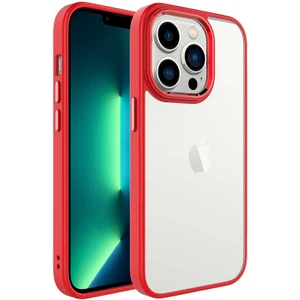 Case 4U Apple iPhone 14 Pro Max Kılıf Renkli Kenar Metal Kamera Çerçeveli Krom Arka Kapak Kırmızı