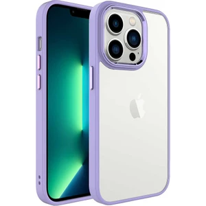 Case 4U Apple iPhone 14 Pro Max Kılıf Renkli Kenar Metal Kamera Çerçeveli Krom Arka Kapak Lila