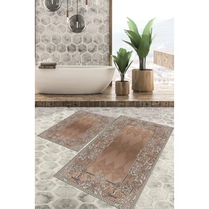 Viyana Home Dijital Baskılı Kaymaz Tabanlı Yıkanabilir 2'li Set Banya Halısı Klozet Takımı Paspas Vhkz-Hk-84
