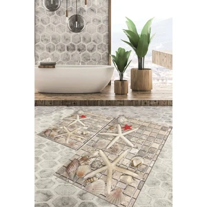 Viyana Home Dijital Baskılı Kaymaz Tabanlı Yıkanabilir 2'li Set Banya Halısı Klozet Takımı Paspas VHKZ-HP-772