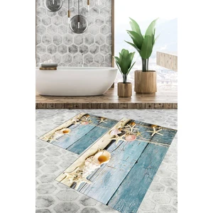 Viyana Home Dijital Baskılı Kaymaz Tabanlı Yıkanabilir 2'li Set Banya Halısı Klozet Takımı Paspas VHKZ-HT-1152