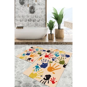 Viyana Home Dijital Baskılı Kaymaz Tabanlı Yıkanabilir 2'li Set Banya Halısı Klozet Takımı Paspas VHKZ-HT-1163
