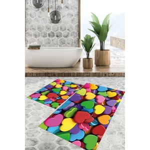 Viyana Home Dijital Baskılı Kaymaz Tabanlı Yıkanabilir 2'li Set Banya Halısı Klozet Takımı Paspas VHKZ-HT-1160