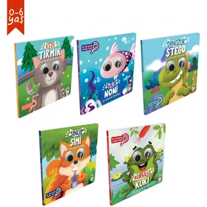 Bu Kocaman Gözler Kimin? (0-6 Yaş) Set (5 Kitap) Kurbağa Kuki - Dinozor Stego - Sincap Simi - Balık Noni - Kedi Tırmık - Asiye Aslı Aslaner
