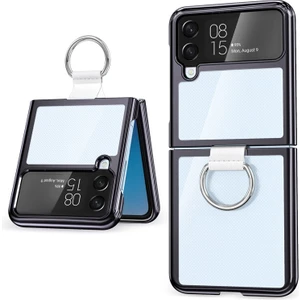 Qichenga Samsung Galaxy Z Flip 4 Parmak Yüzük Şeffaf Kaplama Sert Pc Koruma Cep Telefonu Kılıfı (Yurt Dışından)