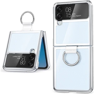 Qichenga Samsung Galaxy Z Flip 4 Parmak Yüzük Şeffaf Kaplama Sert Pc Koruma Cep Telefonu Kılıfı (Yurt Dışından)