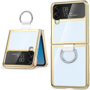 Qichenga Samsung Galaxy Z Flip 4 Parmak Yüzük Şeffaf Kaplama Sert Pc Koruma Cep Telefonu Kılıfı (Yurt Dışından)