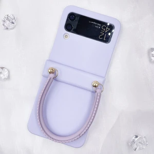 Qichenga Samsung Galaxy Z Flip 3 Bilek Bandı Macaron Hard Pc Her Şey Dahil Menteşe Tam Koruma Cep Telefonu Kılıfı (Yurt Dışından)