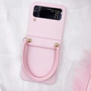 Qichenga Samsung Galaxy Z Flip 4 Bilek Bandı Macaron Hard Pc Her Şey Dahil Menteşe Tam Koruma Cep Telefonu Kılıfı (Yurt Dışından)