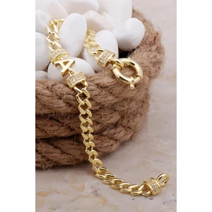 Sümer Telkari A Harfli Gurmet Altın Yaldızlı Gümüş Bileklik 4027