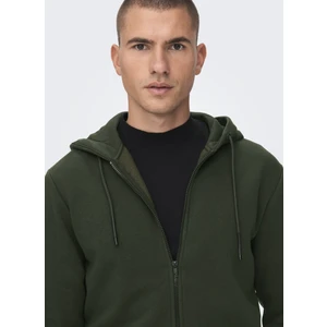 Only & Sons Yeşil Erkek Sweat Shirt Onsceres Zip Thr. Hoodie Sweat Noos