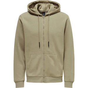 Only & Sons Açik Kahve Erkek Sweat Shirt Onsceres Zip Thr. Hoodie Sweat Noos