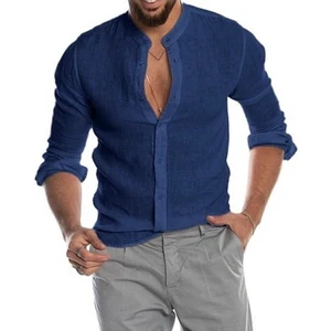 Piola Club Hakim Yaka Keten Lacivert Erkek Gömlek