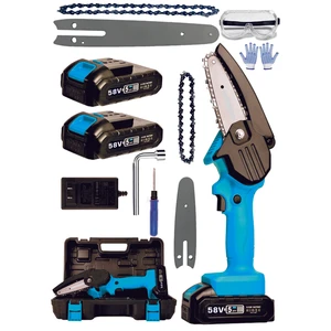 58V 5AH Blue Brushless +20CM Pala ve Zincir Hediyeli Çift Bataryalı Budama Akülü Testere Makinesi
