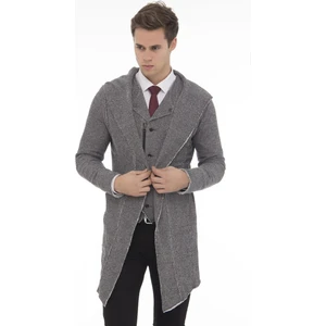 Erkek Uzun Kapüşonlu Salaş Örme Kumaş Hırka Cepli Rahat Model