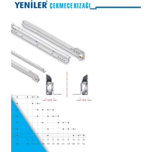 Standart Çekmece Kızağı Dolap Çekmece Rayı Beyaz 40CM 1 Takım (Y-ÇK-40PS)