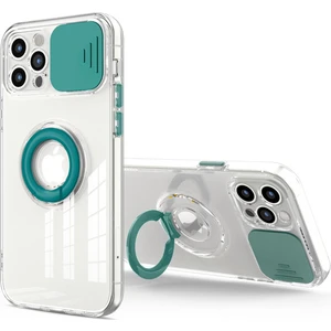 iPhone 11 Pro Max 6.5inç Kılıf Sürgülü Kamera Lens Korumalı Yüzük Standlı Silikon Kılıf ALL-35489