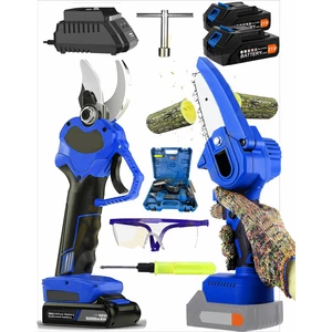 2'li Set 58VF Şarjlı Çift Akülü 30MM Budama Makası ve 10 Cm Budama Testere Makinesi
