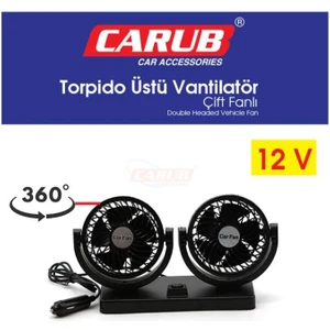 Carub 12 Volt Çiftli Torpido Üstü Vantilatör Ayarlı