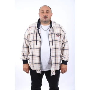 Moc Grande Kapüşonlu Oduncu Sweat-Gömlek Erkek Bej Renk Regular Fit Uzun Kol