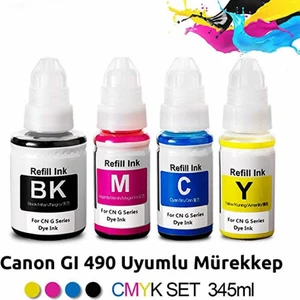 Canon Pıxma G3411 Yazıcı Uyumlu Plus Mürekkep Seti GI-490