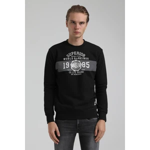 New World Polo Bisiklet Yaka Siyah Slim Fit Sweatshirt 22FWM60134