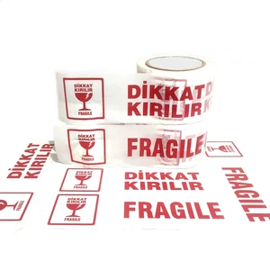 Bant Evi Dikkat Kırılır Fragile Baskılı Koli Bandı 70mmx100m Fragile Bant Geniş Koli Bandı