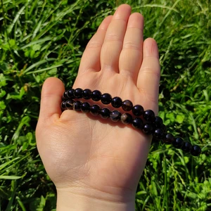 Doğal Taş Delisi Siyah Akik Doğal Taş Dizisi (8mm) (Sertifikalı)