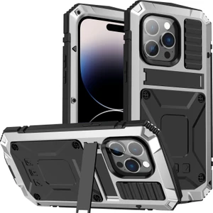Iphone 14 Pro Max (Gümüş) Için Metal + Silikon Koruyucu Kılıf (Yurt Dışından)